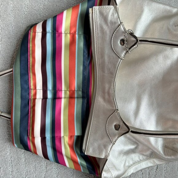 โจ Coach Metallic Silver Leather Tote Bag โจ - Picture 10 of 14